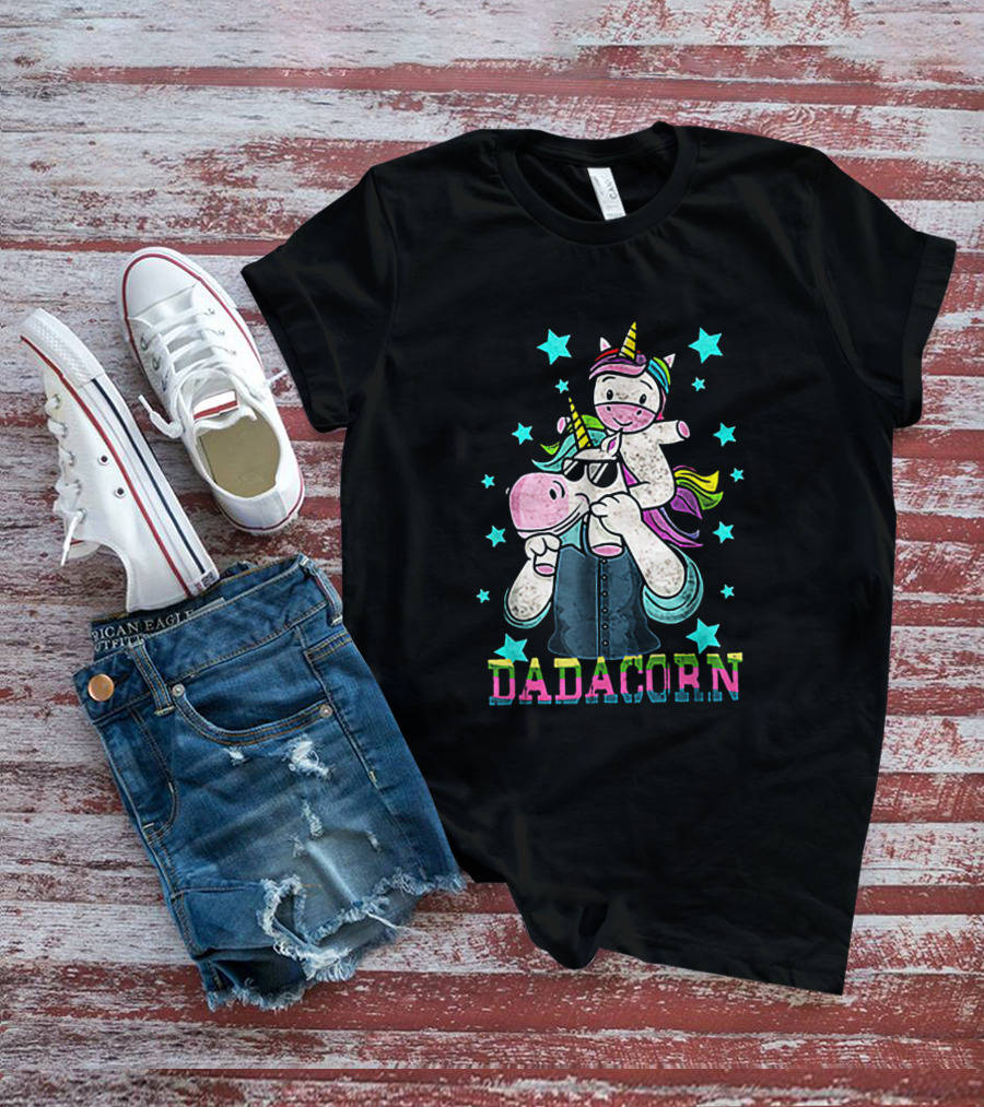 Dadacorn Funny Unicorn With Cool Sunglasses And Rainbow Horn Magic T-Shirt