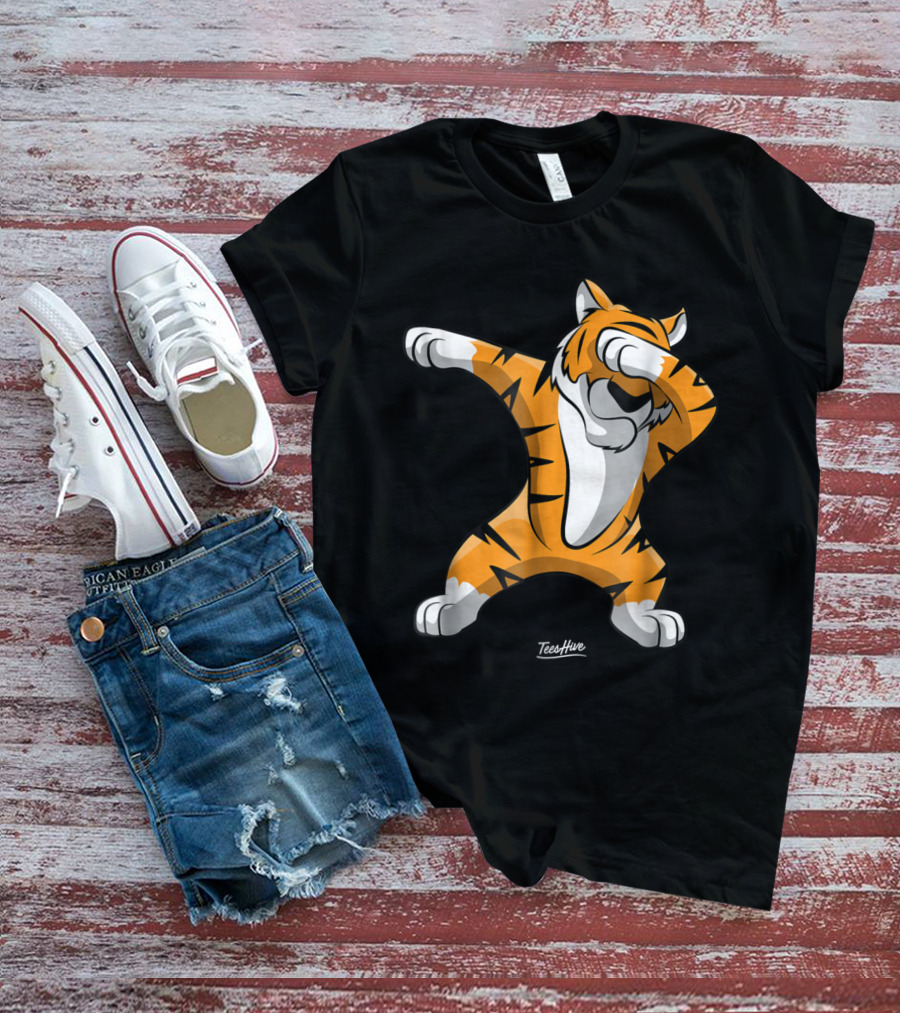 TeesHive Dabbing Tiger Funny Safari Animal Dab Tiger T-Shirt
