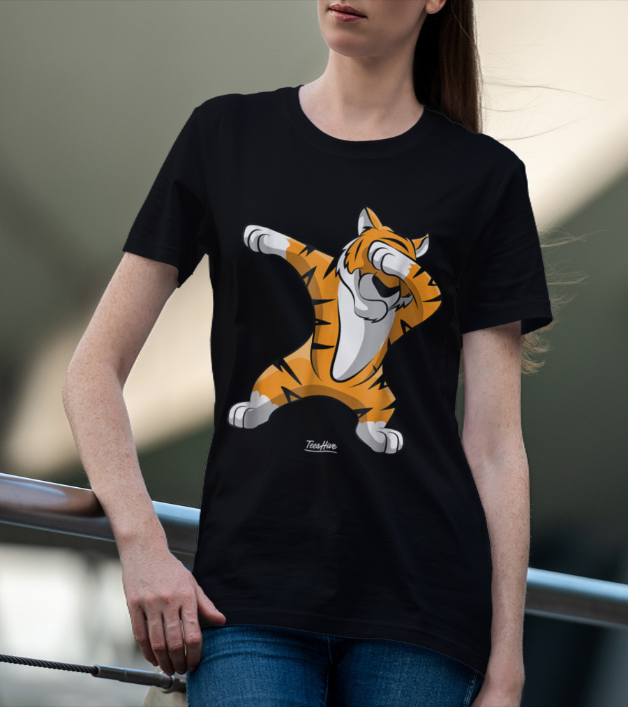 TeesHive Dabbing Tiger Funny Safari Animal Dab Tiger T-Shirt