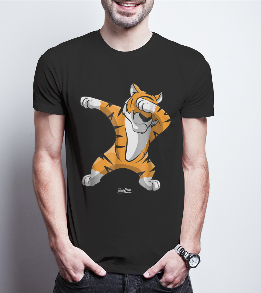 TeesHive Dabbing Tiger Funny Safari Animal Dab Tiger T-Shirt
