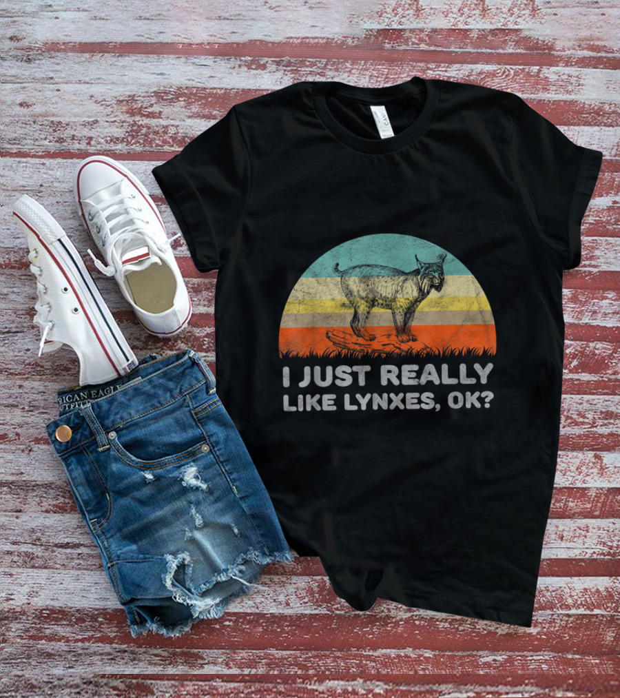 I Just Really Like Lynxes OK Vintage Sunset T-Shirt