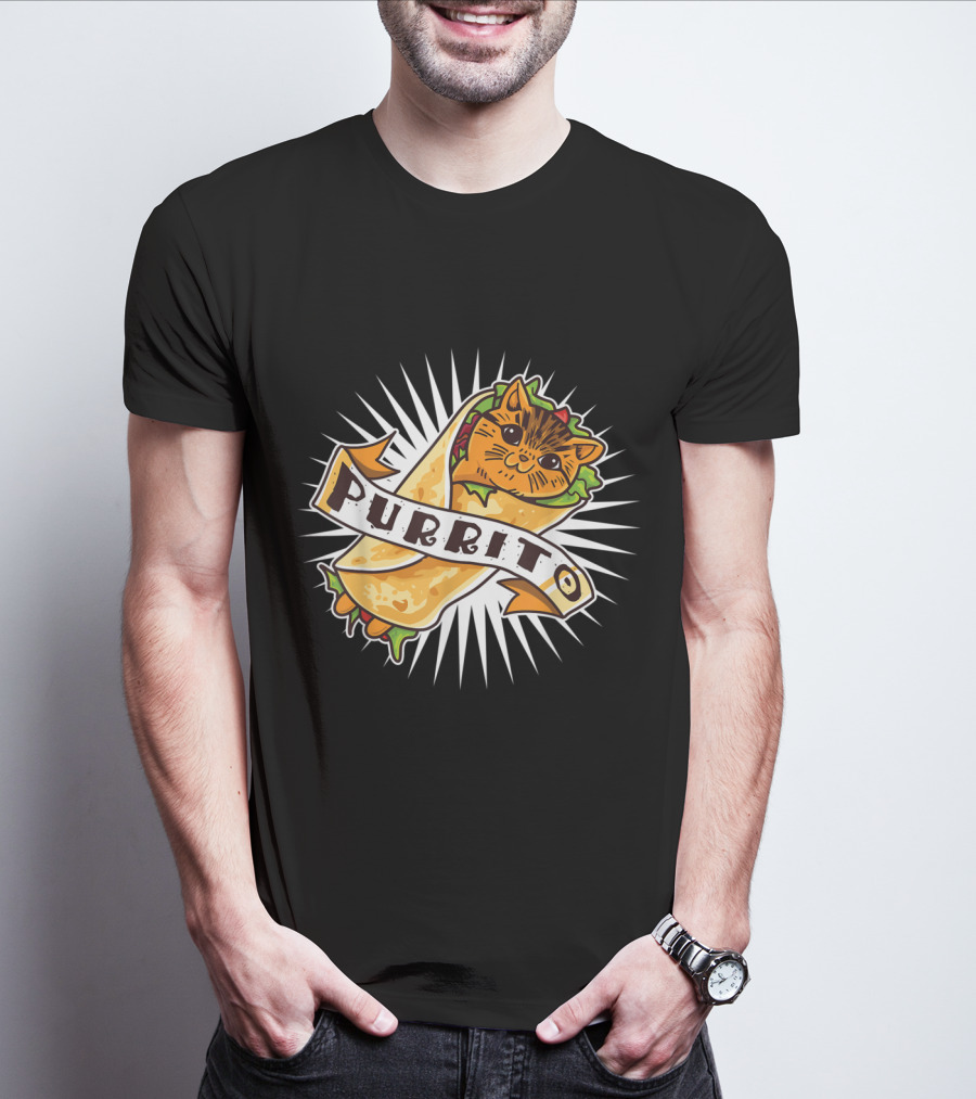 Purrito Funny Kitten Cat Burrito 4 Cat Lovers Delight T-Shirt