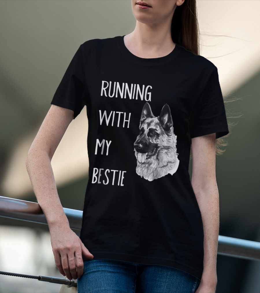 Running With My Bestie German Shepherd Dog For Runners T-Shirt
