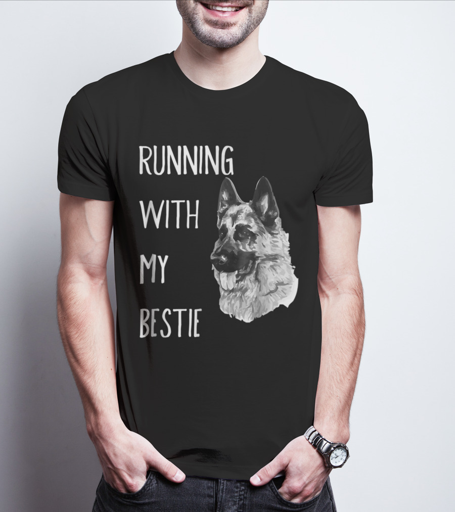 Running With My Bestie German Shepherd Dog For Runners T-Shirt