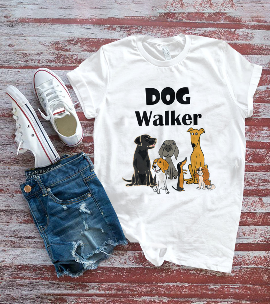 SmileteesPets Funny Cartoon Dog Walker With Variety Of Happy Dogs T-Shirt