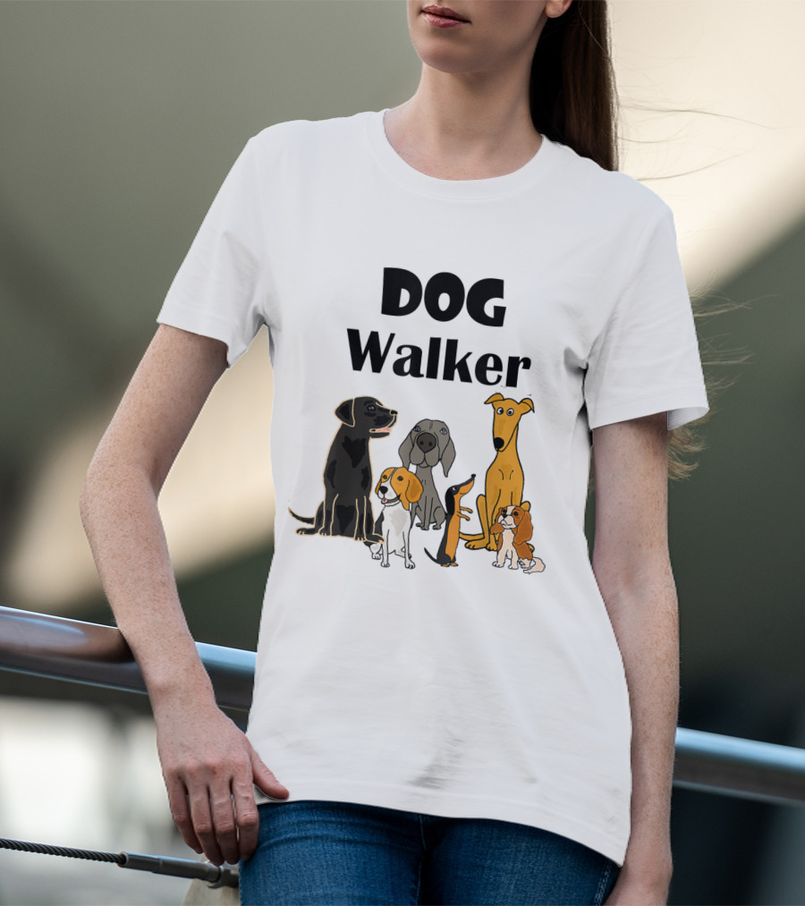 SmileteesPets Funny Cartoon Dog Walker With Variety Of Happy Dogs T-Shirt