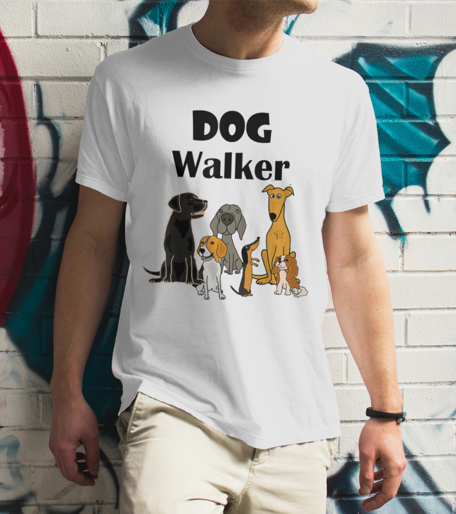 SmileteesPets Funny Cartoon Dog Walker With Variety Of Happy Dogs T-Shirt