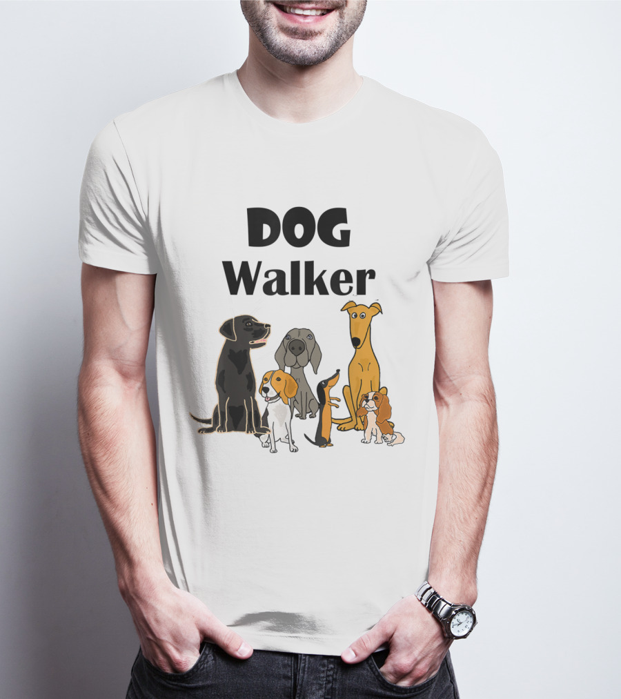 SmileteesPets Funny Cartoon Dog Walker With Variety Of Happy Dogs T-Shirt