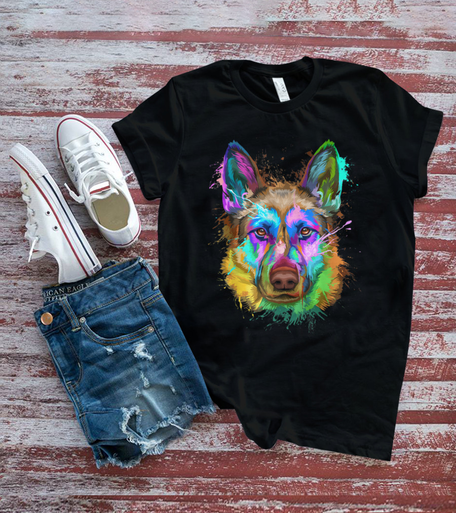 Colorful Splash German Shepherd Lovers Gift T-Shirt