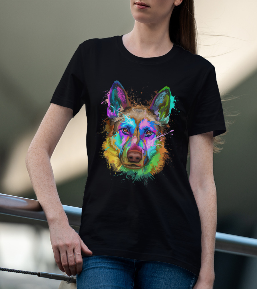 Colorful Splash German Shepherd Lovers Gift T-Shirt
