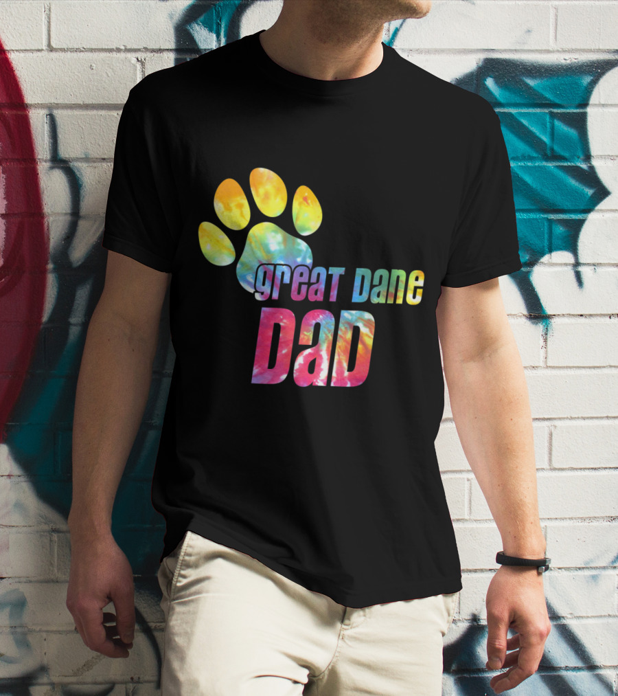 Great Dane Dad Tie Dye Paw Father's Day Dog Lovers T-Shirt