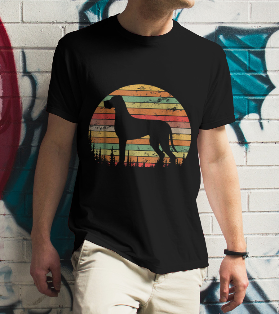 Vintage Retro Great Dane Dog Silhouette For T-Shirt