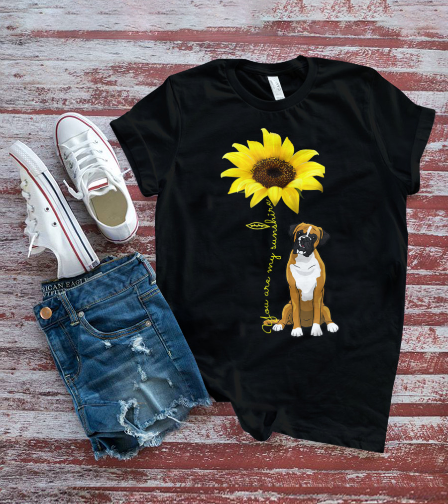 You Are My Sunshine Sunflower Cute Boxer Dog Mom Mother Day T-Shirt