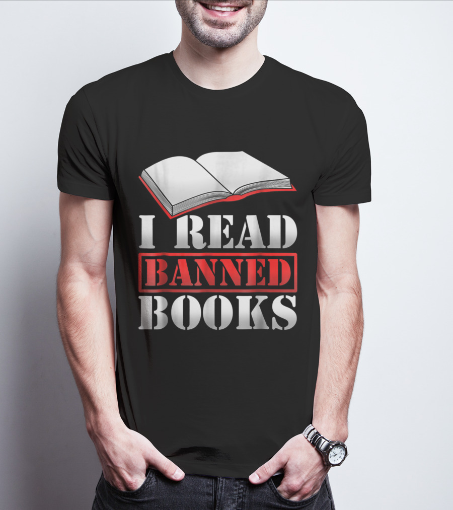 I Read Banned Books Open Book Icon Novelty Readers T-Shirt
