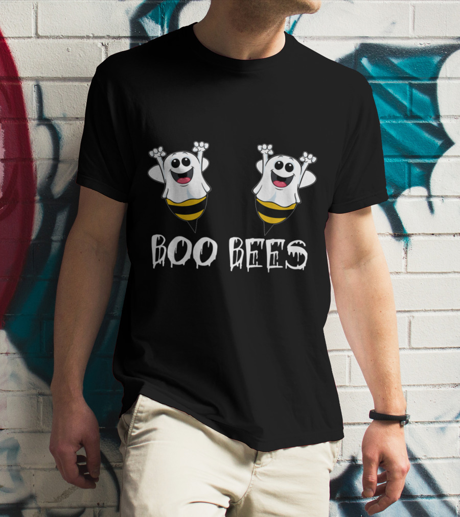 Boo Bees Halloween Ghost Bee Here For The Boos T-Shirt