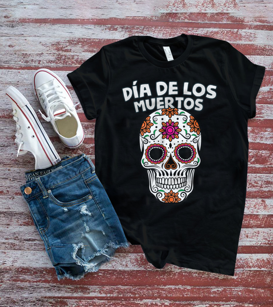 Día De Los Muertos Sugar Skull Camiseta Day Of The Dead T-Shirt