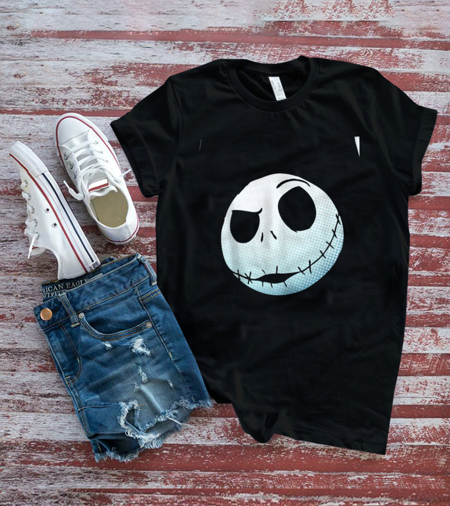 Disney Nightmare Before Christmas Jack Skellington White Smiling Face T-Shirt