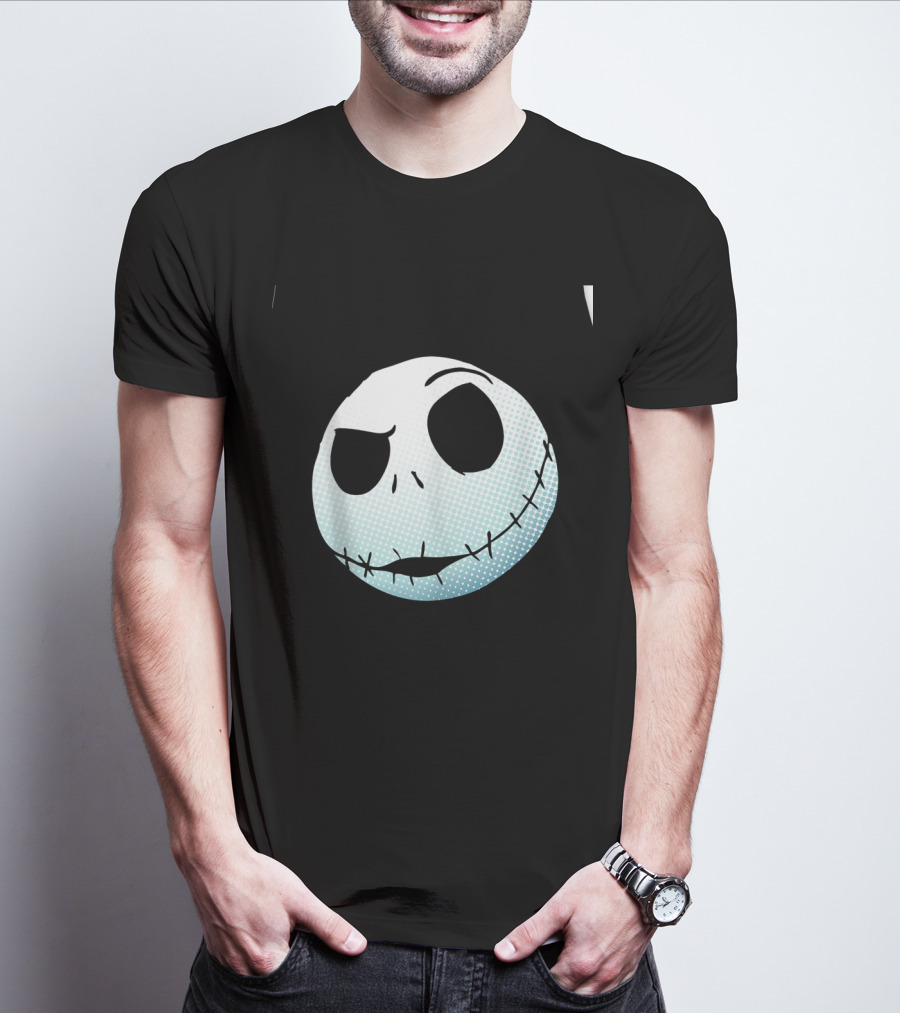 Disney Nightmare Before Christmas Jack Skellington White Smiling Face T-Shirt