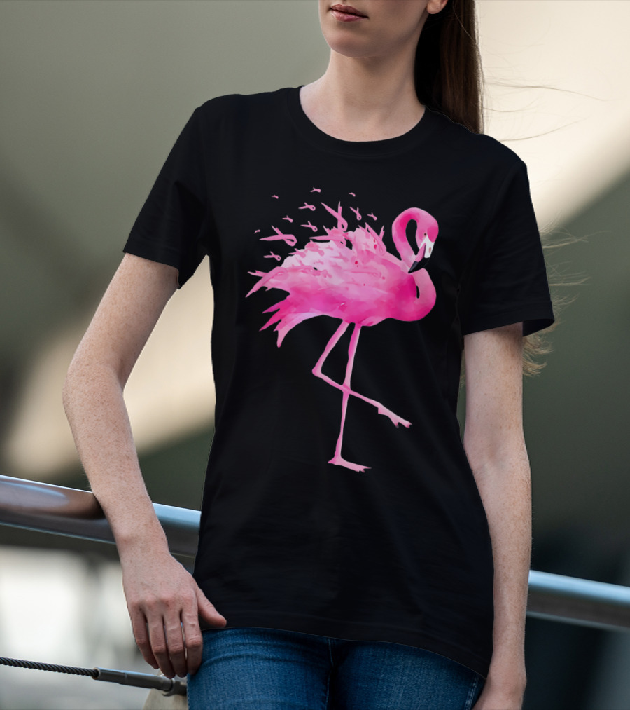 Flamingo Breast Cancer Awareness Pink Ribbon Funny October T-Shirt