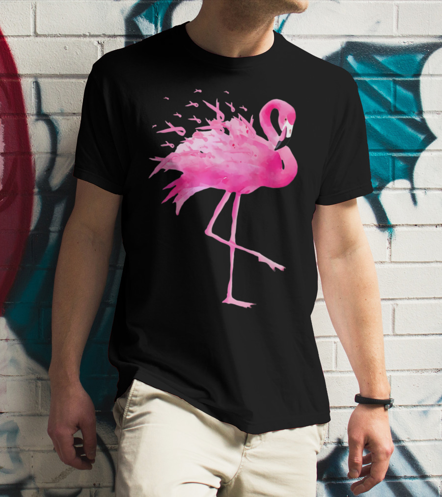 Flamingo Breast Cancer Awareness Pink Ribbon Funny October T-Shirt