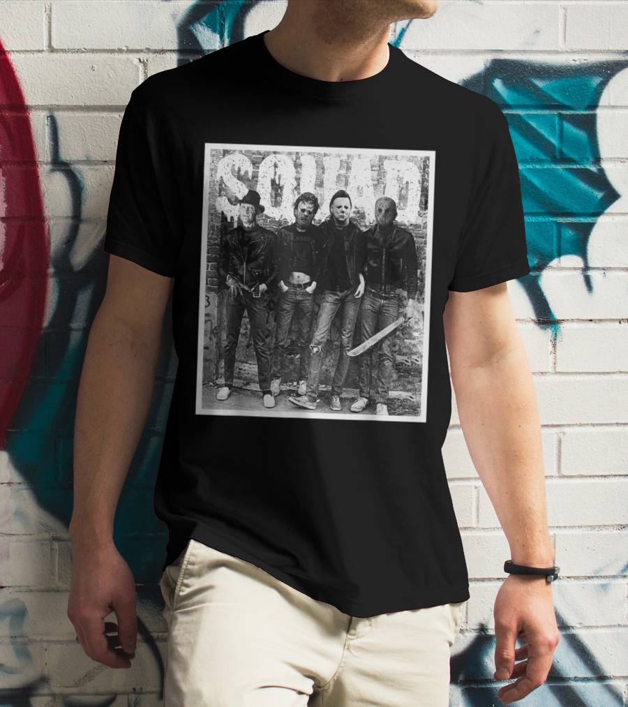 Halloween Squad Horror Icons Freddy Michael Jason Crew T-Shirt