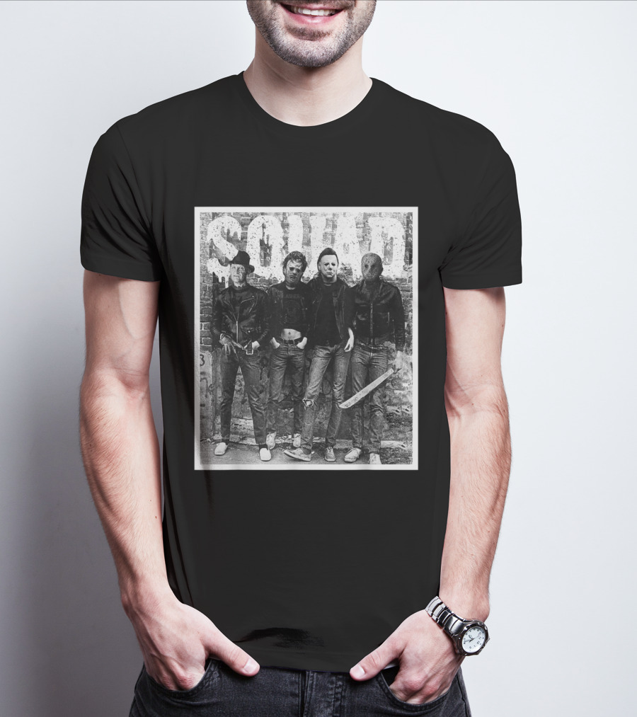 Halloween Squad Horror Icons Freddy Michael Jason Crew T-Shirt