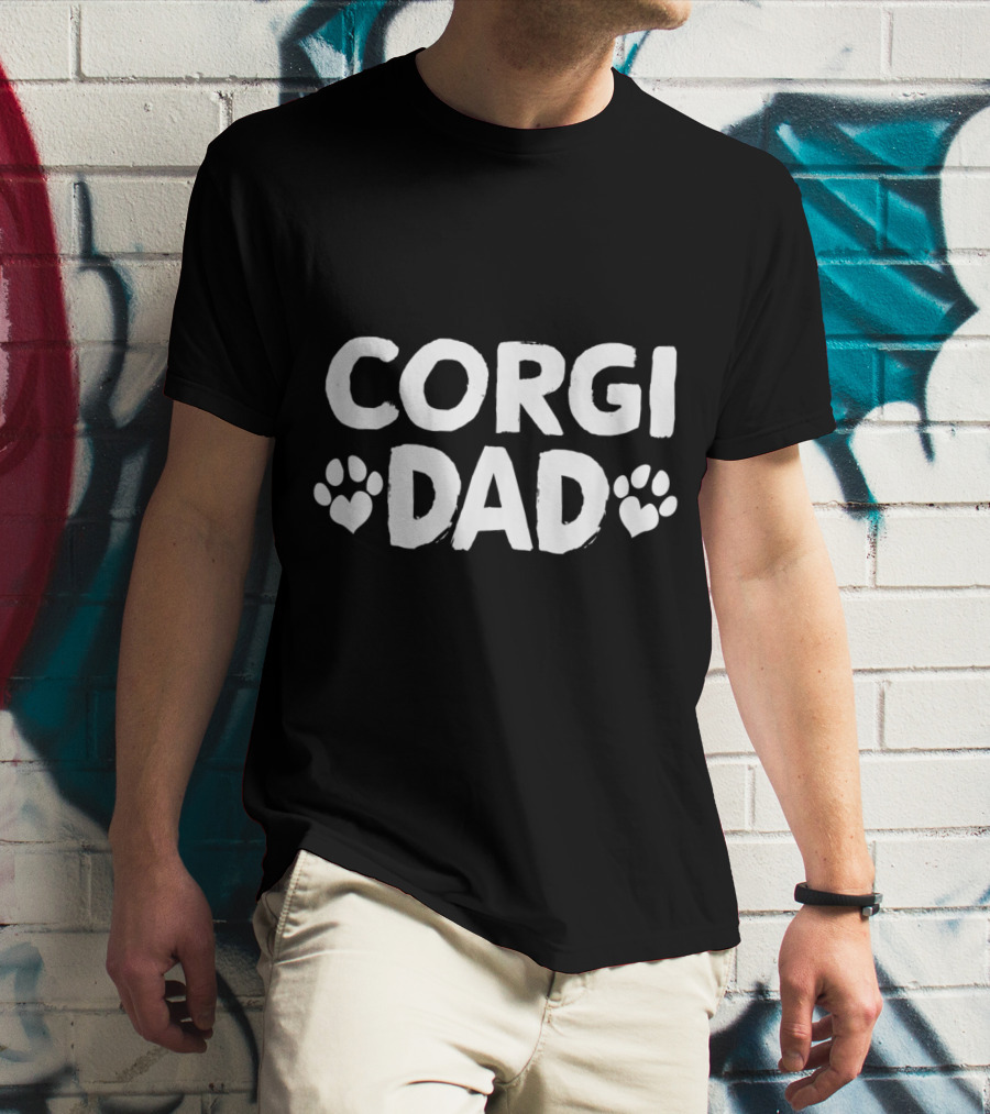 Corgi Dad Paw Print Heart T-Shirt