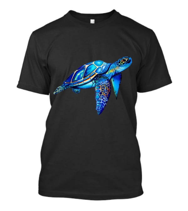 Cute Watercolor Blue Sea Turtle Hawaiian Honu Image T-Shirt