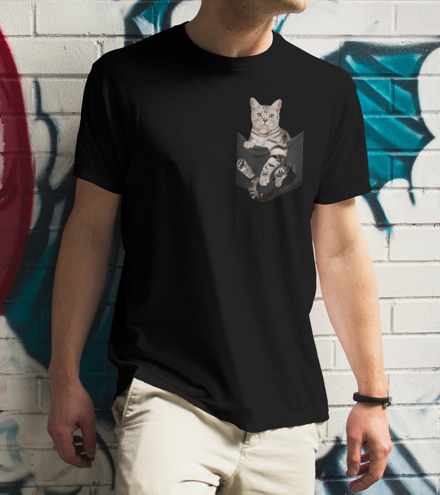 American Shorthair Cat Humor In Your Pocket T-Shirt