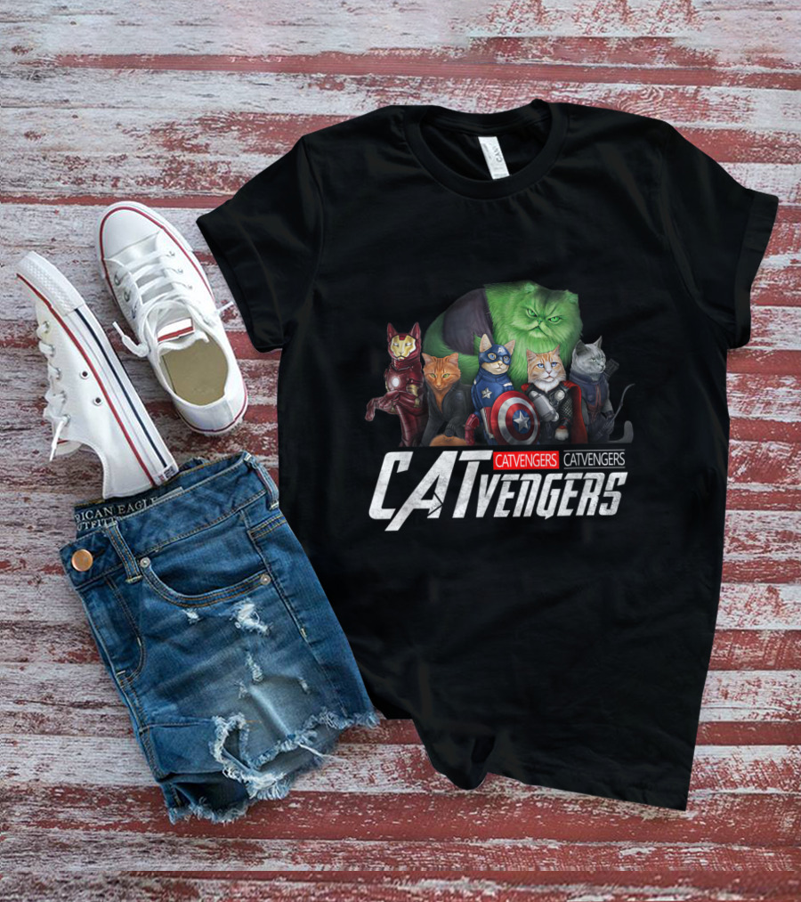 Funny Cat Lover Catvengers Avengers Parody Tees Men Kids Fans T-Shirt