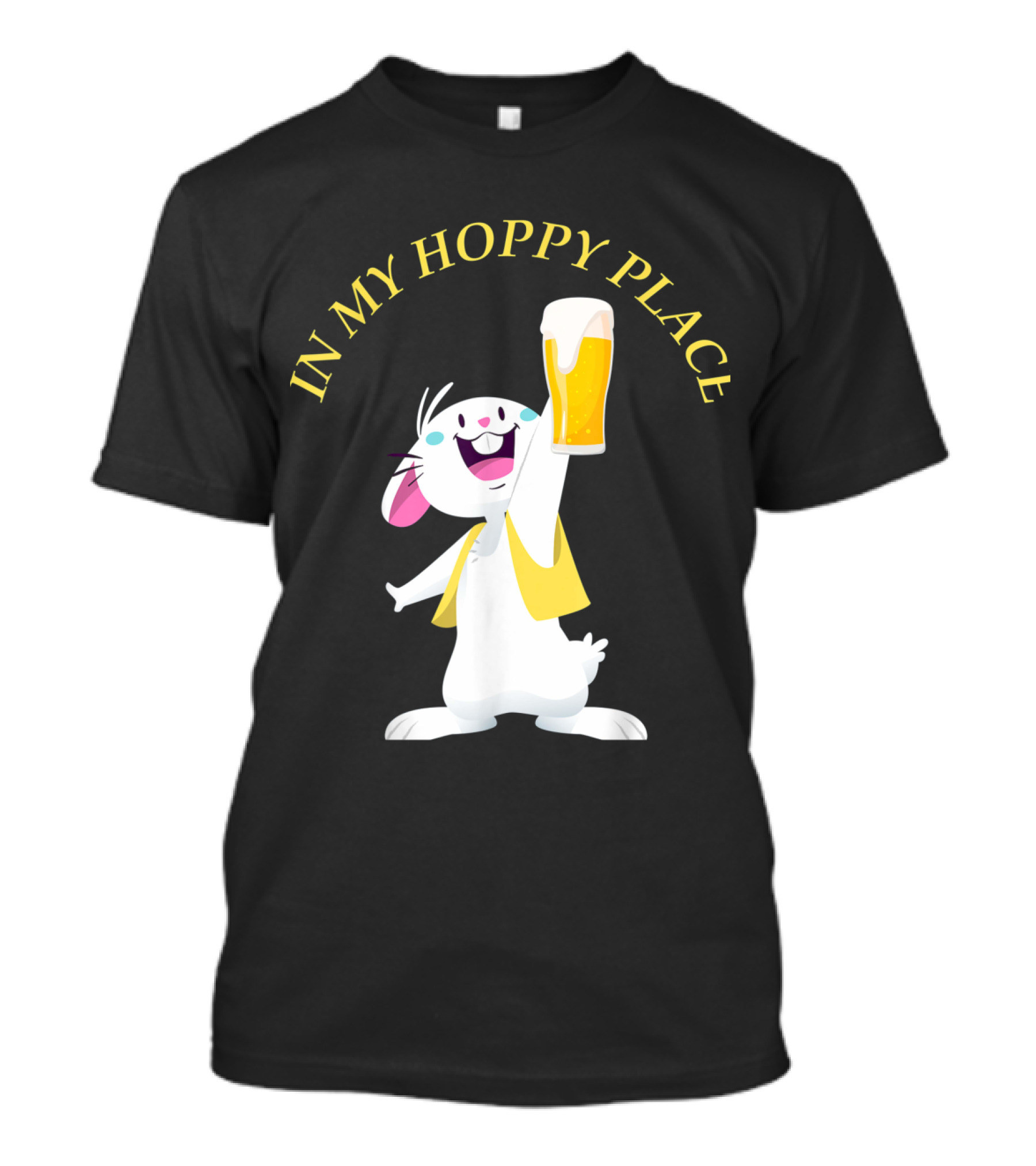 In My Hoppy Place Bunny Drinking Beer Funny Easter Cheers T-Shirt