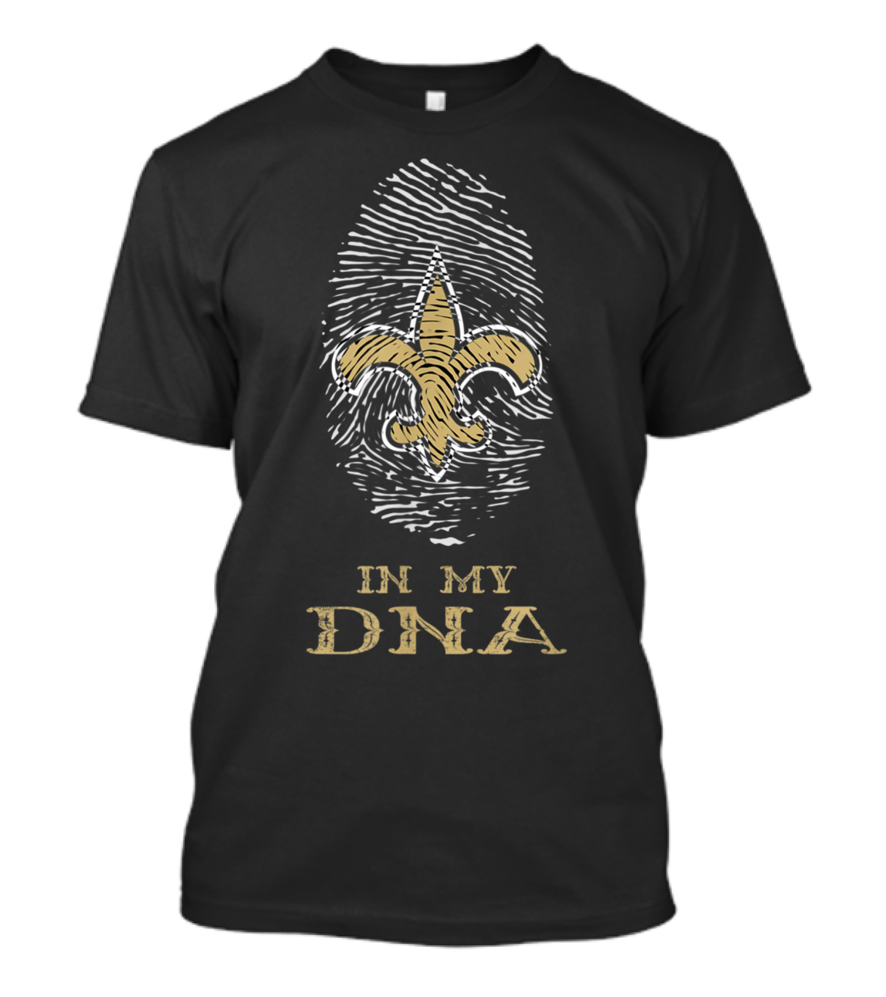 In My DNA Nola New Orleans Football Saints Fingerprint Fleur-de-Lis T-Shirt