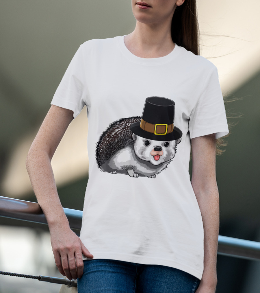 Thanksgiving Pilgrim Hedgehog Gratitude Holiday Tradition T-Shirt