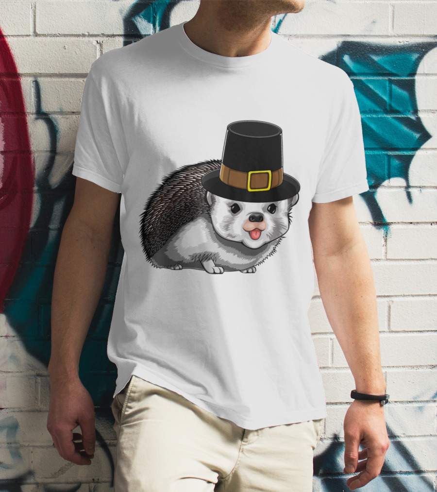 Thanksgiving Pilgrim Hedgehog Gratitude Holiday Tradition T-Shirt