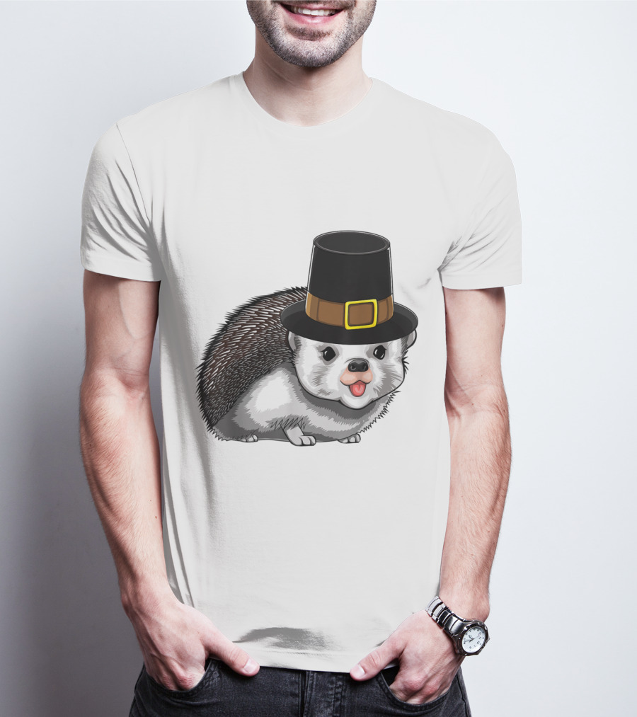 Thanksgiving Pilgrim Hedgehog Gratitude Holiday Tradition T-Shirt