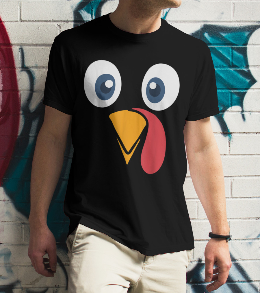 Thanksgiving Turkey Face Cartoon Eyes Beak And Snood T-Shirt