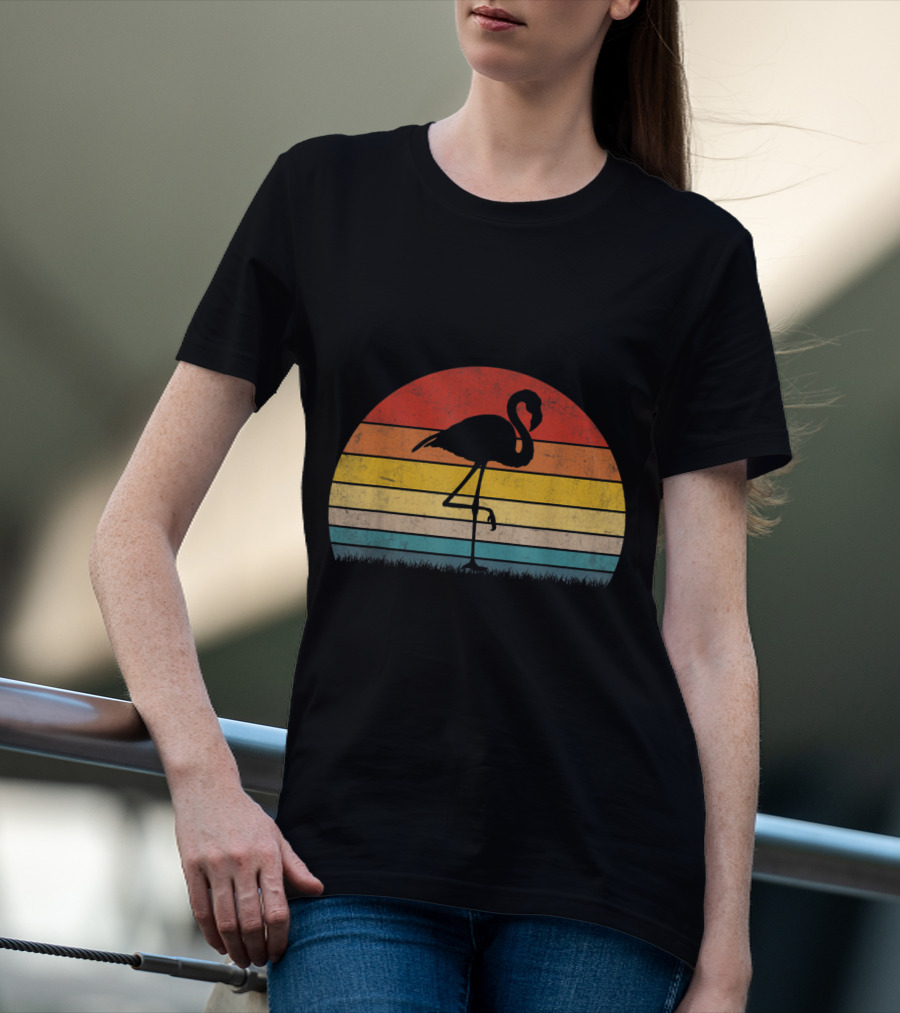Vintage Sunset Trendy Animal Flamingo T-Shirt