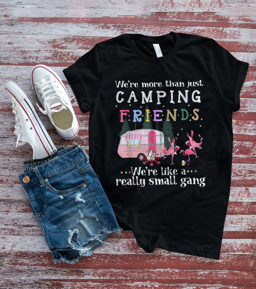 We're More Than Just Camping Friends Flamingo Like A Really Small Gang T-Shirt
