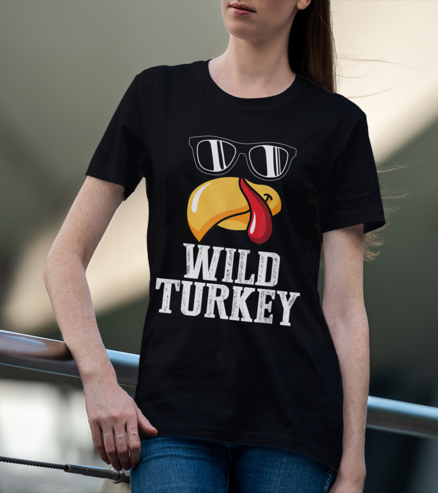Wild Turkey Funny Sunglasses Tongue Thanksgiving Turkey Lover T-Shirt