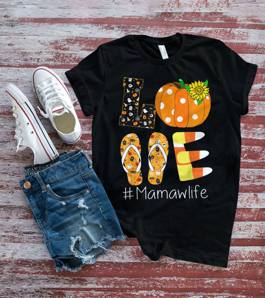 Love Pumpkin Sunflower Mamaw Life Halloween T-Shirt