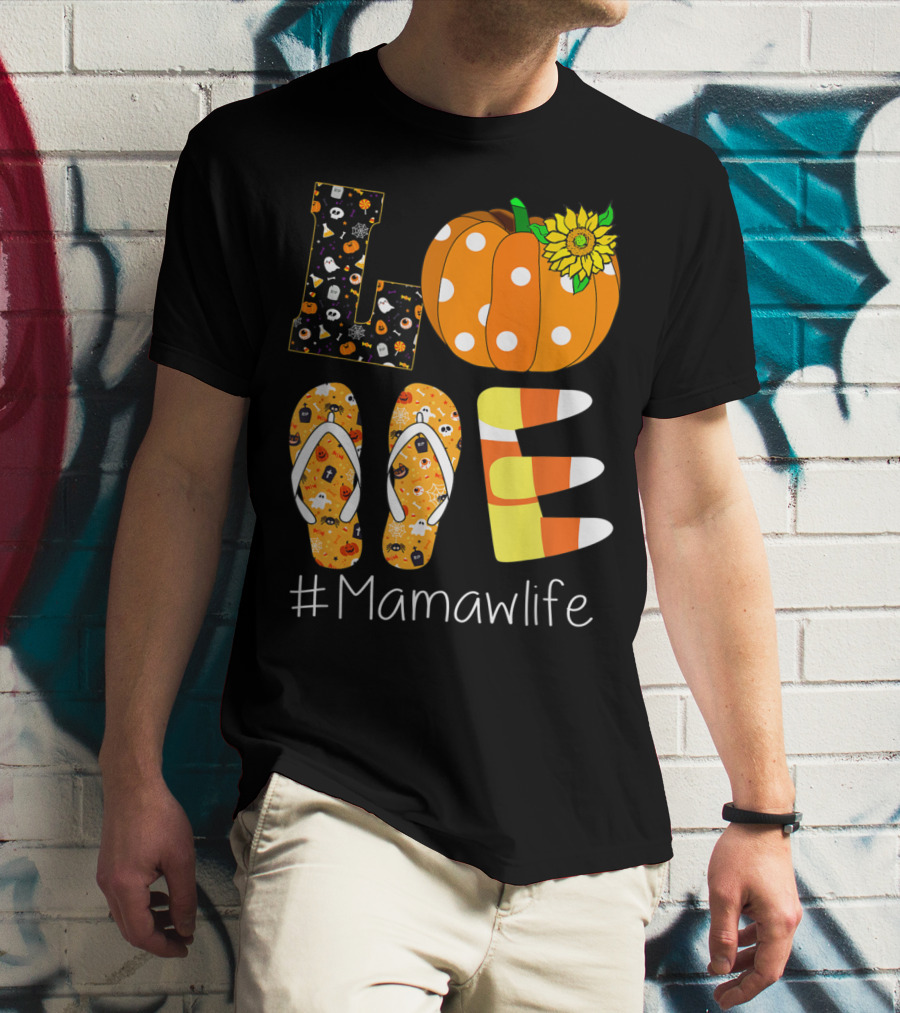 Love Pumpkin Sunflower Mamaw Life Halloween T-Shirt