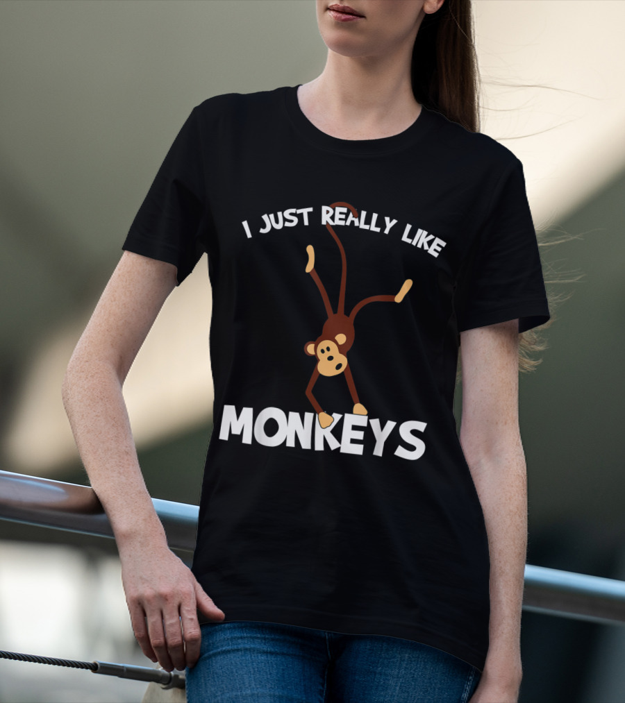 I Just Really Like Monkeys Playful Monkey Handstand T-Shirt