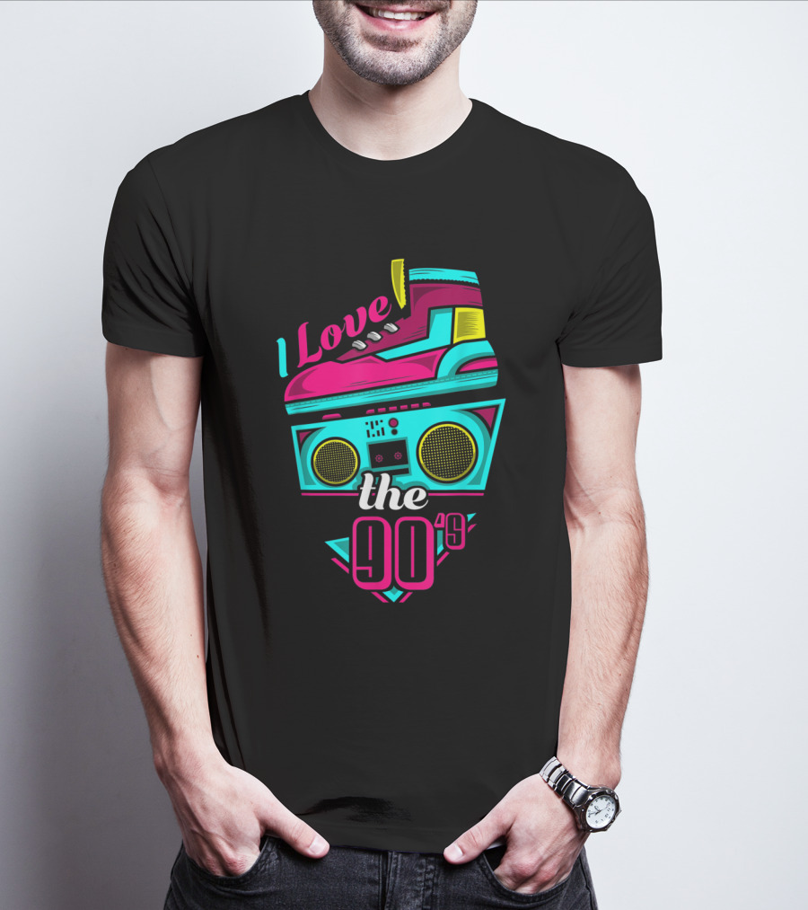 I Love The 90s Boombox And Sneaker Retro Party T-Shirt