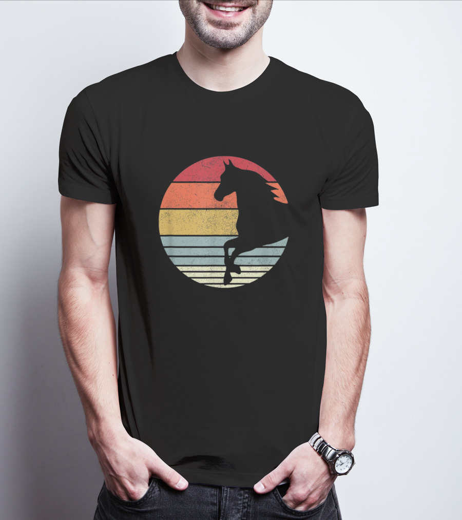 Vintage Riding Horses Retro Sunset T-Shirt