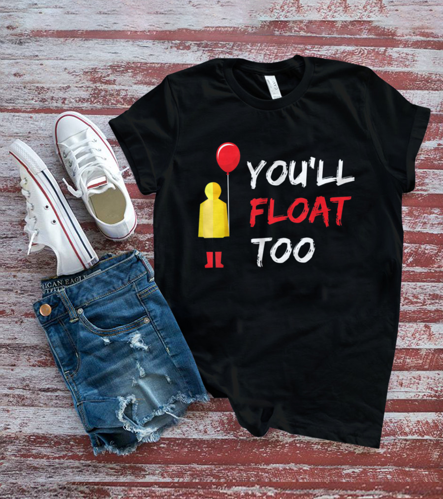 You'll Float Too Red Balloon Yellow Raincoat T-Shirt