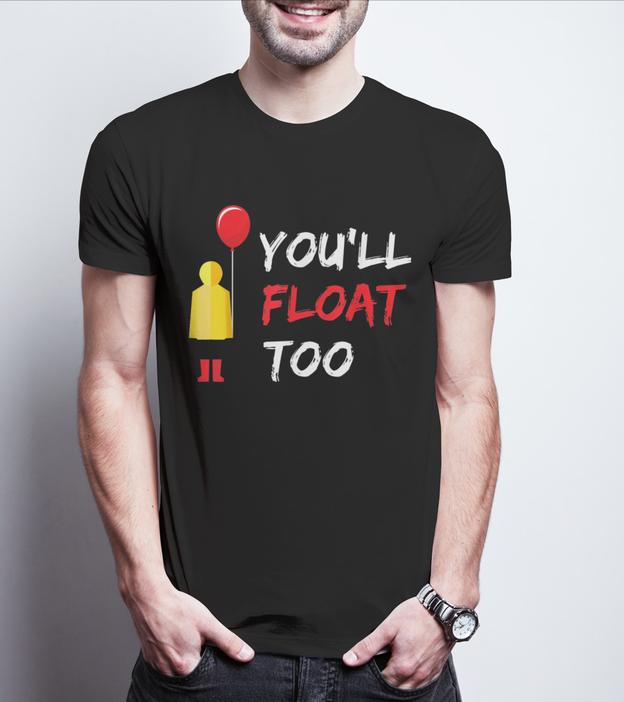 You'll Float Too Red Balloon Yellow Raincoat T-Shirt