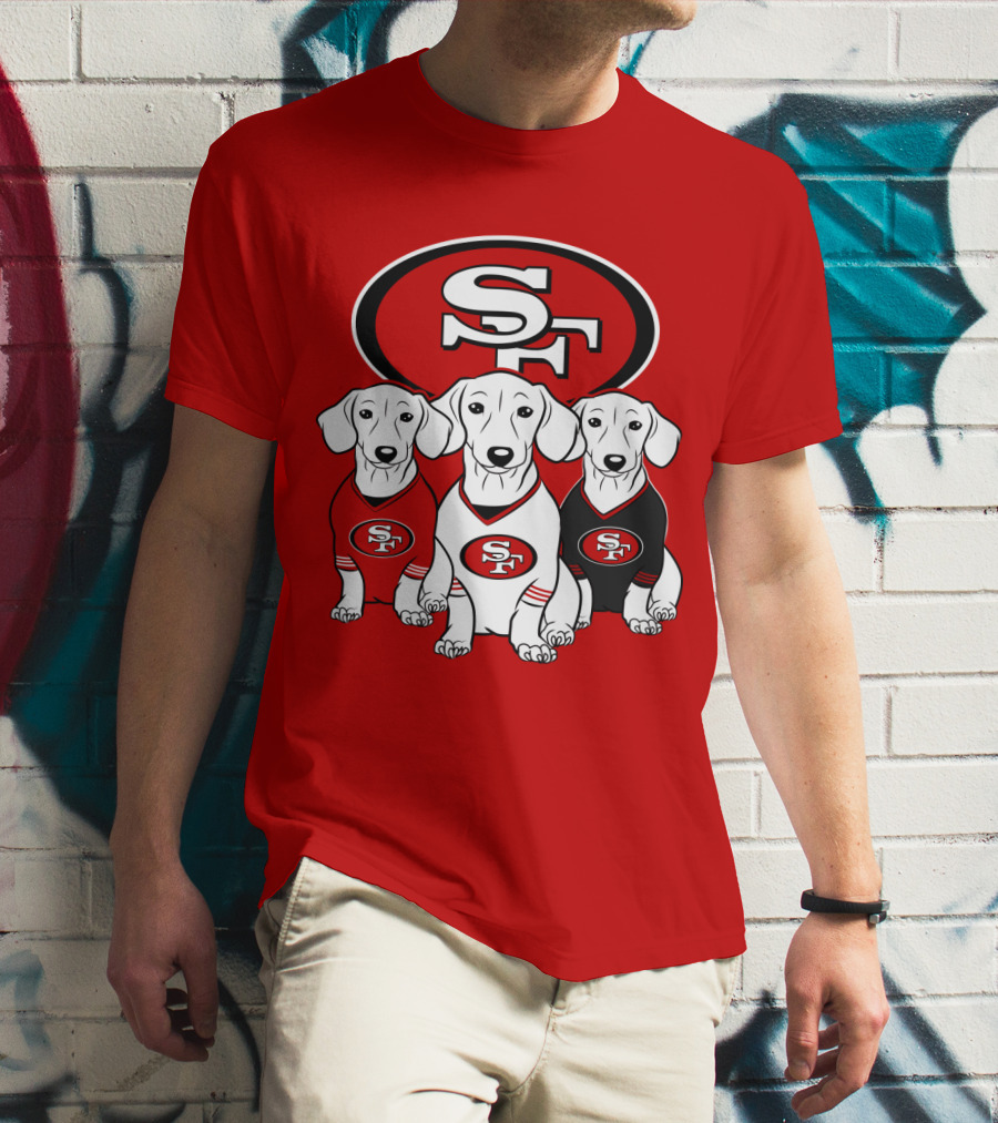 San Francisco 49ers Dachshund Dog Trio T-Shirt