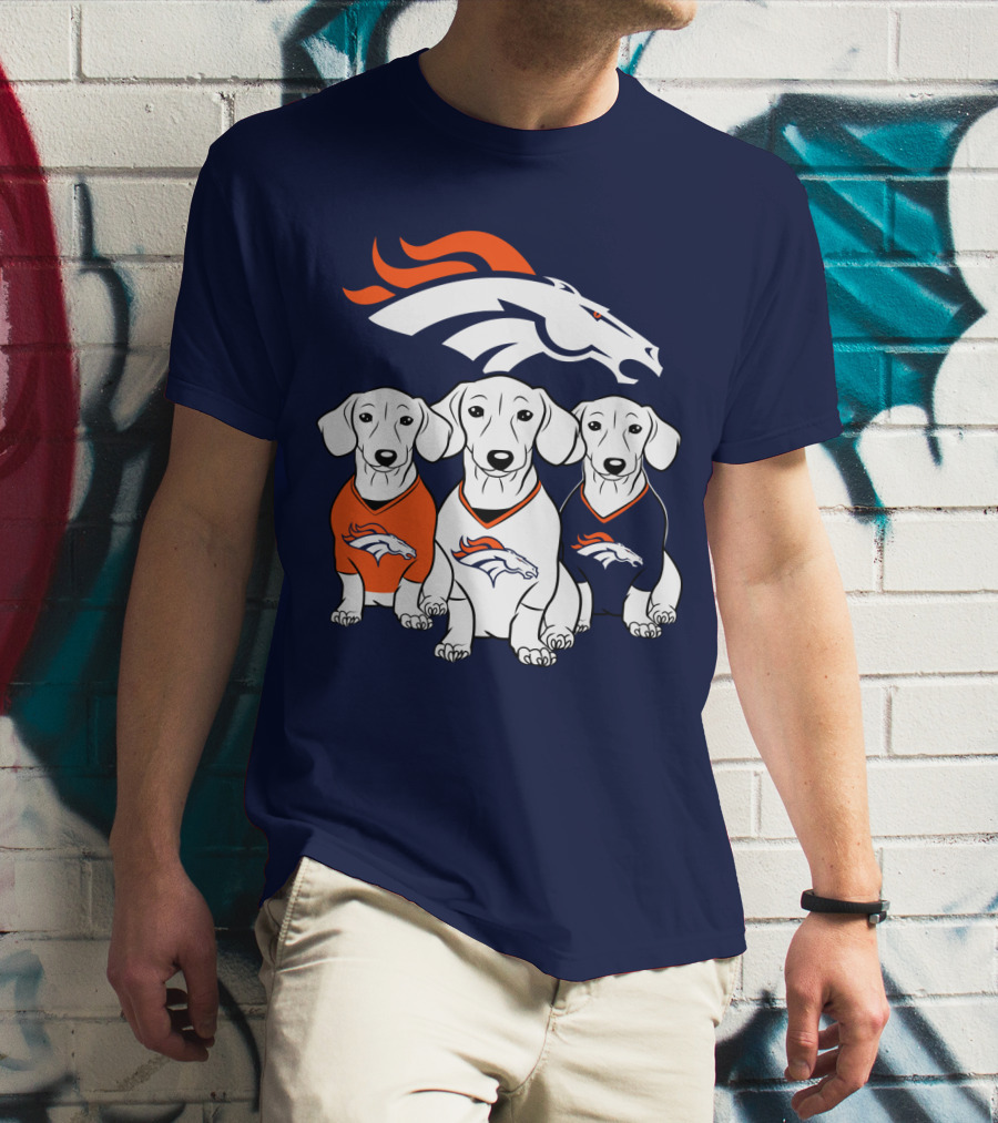 Denver Broncos Dachshunds Trio T-Shirt