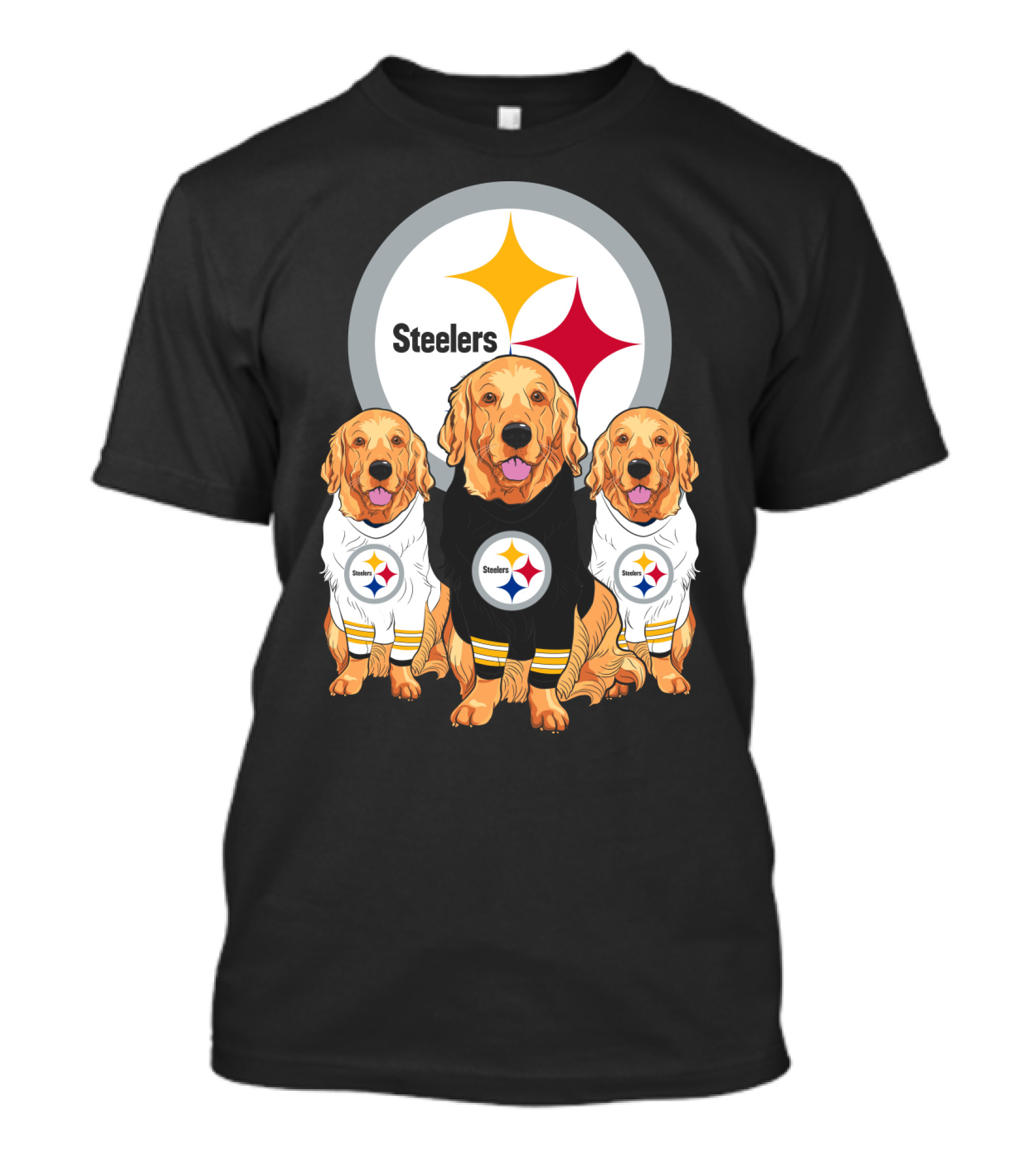 Steelers With Golden Retrievers Dogs In Team Jerseys T-Shirt