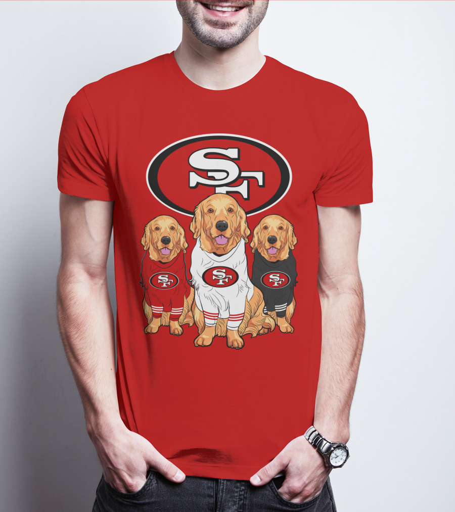 San Francisco 49ers NFL Golden Retriever Dogs Team T-Shirt